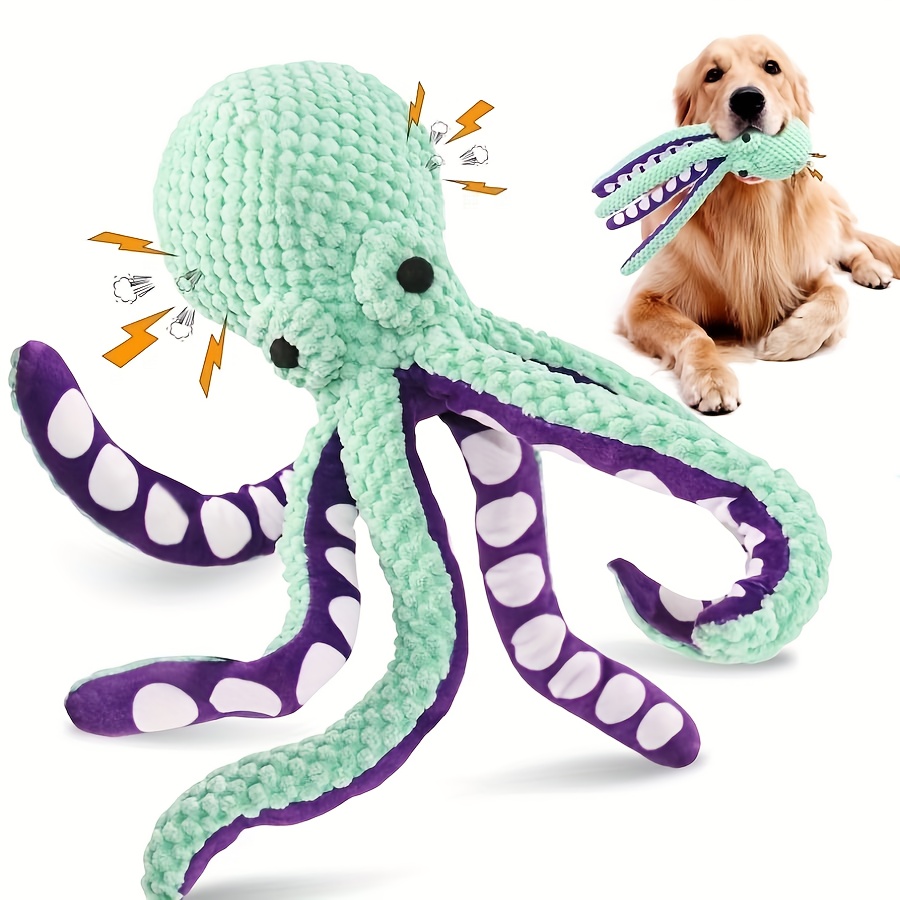 Indestructible Dog Chew Toy - Squeaky Octopus Plush Dog Toy Indestructible