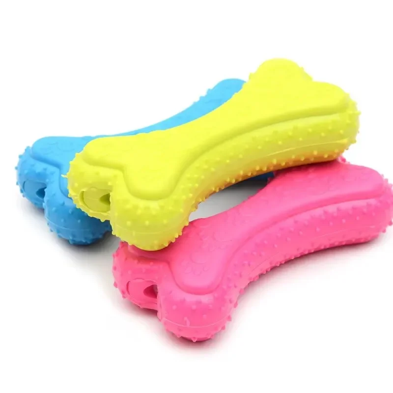 Durable Spiky Rubber Bone Dog  - Teeth Cleaning Dog Chew Bone recension och pris